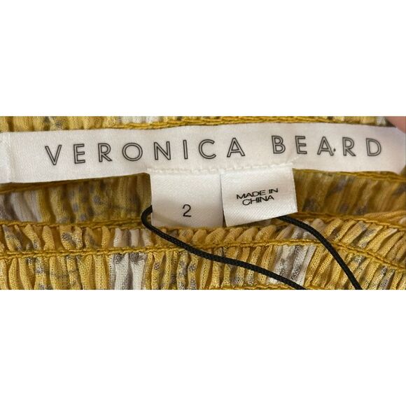 VERONICA BEARD Emerie Smocked Crop Top in Yellow NWT Size 2 - Picture 6 of 9